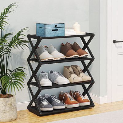 Étagère à chaussures à double tube en acier multifonctionnel