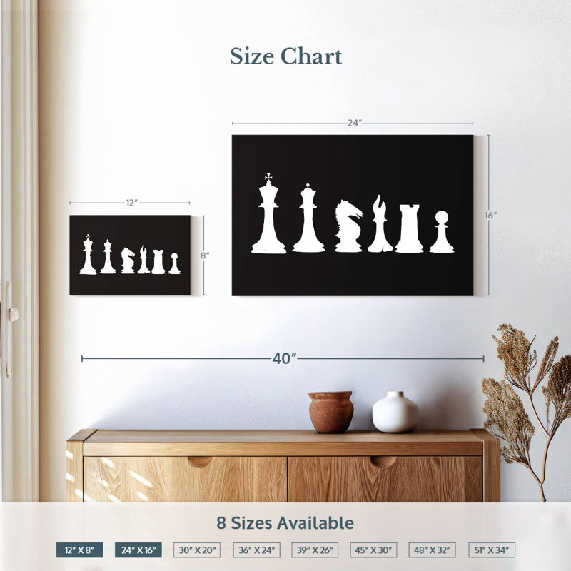Silhouettes d'échecs Senne, H 16 po x l 24 po