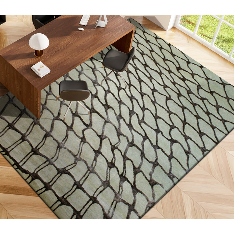 Tapis ivoire et fauve de haute qualité noué à la main, Rectangulaire 8 pi x 10 pi