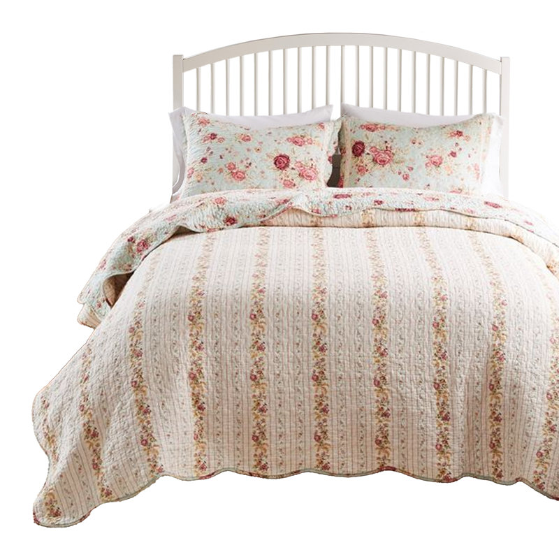 Rosle, Bleu / floral multicolore, Courtepointe pour très grand lit + 2 tailles déc