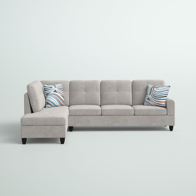 Gilstrap Upholstered L-Shaped Sectional Left Hand Facing, Gray Linen