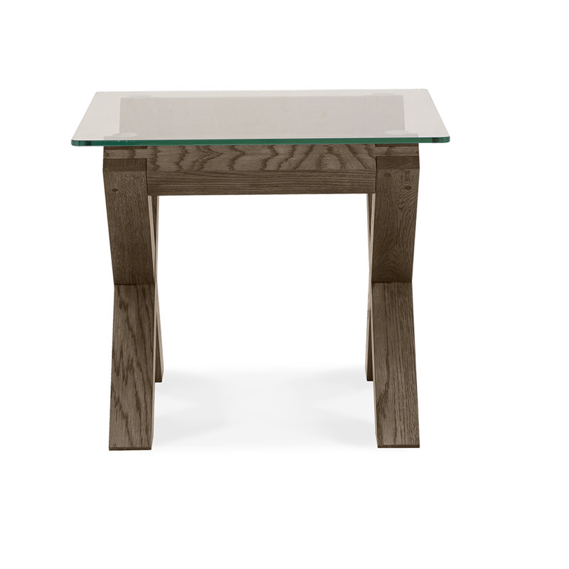 Caserta Glass Top Cross Legs End Table