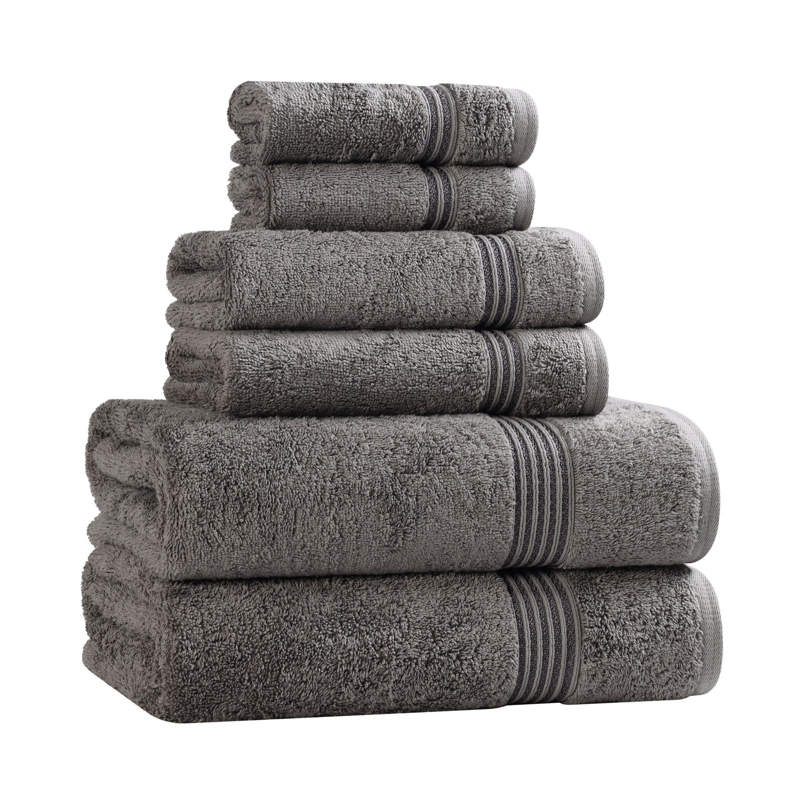 Oleg 6-Piece Egyptian Cotton Towel Set, Charcoal
