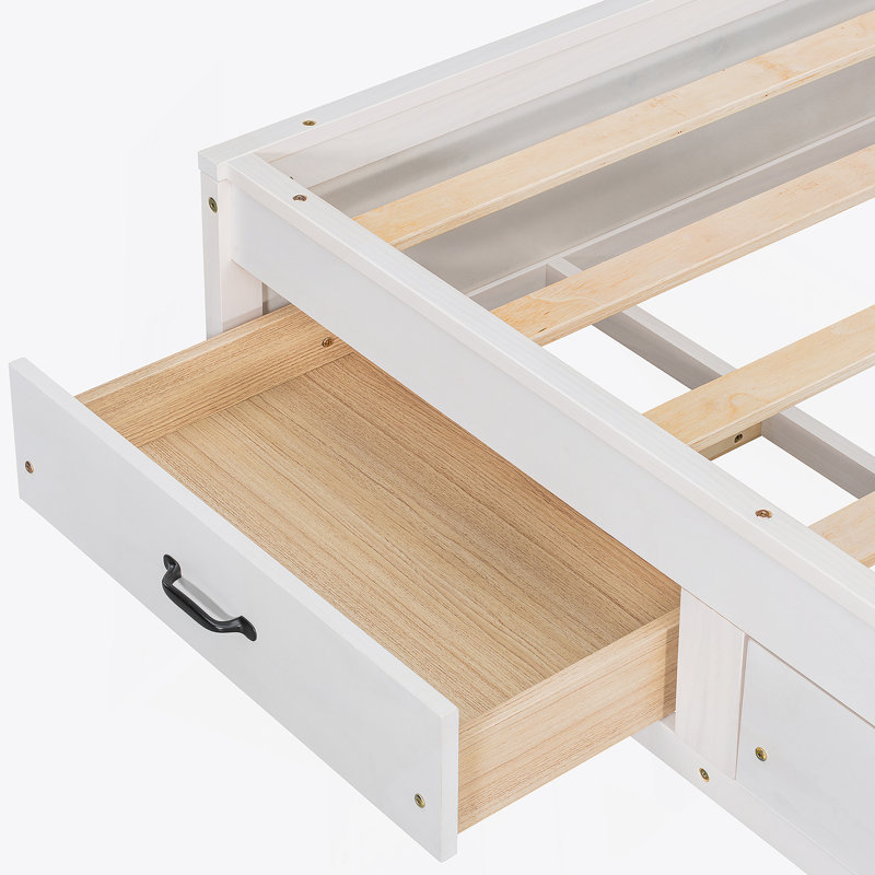 Lit de jour en bois avec 3 tiroirs de rangement, tête de lit souple, tablette et ports USB intégrés