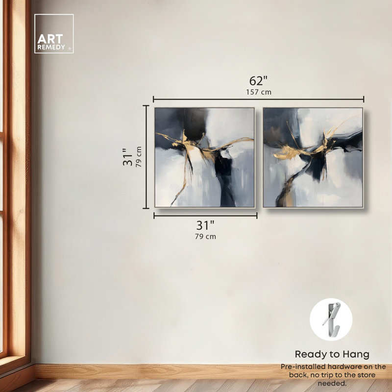 «Dark Matter Duet» par Art Remedy, cadre argenté, 30 x 30, Silver Frame, H 31 po x l 31 po