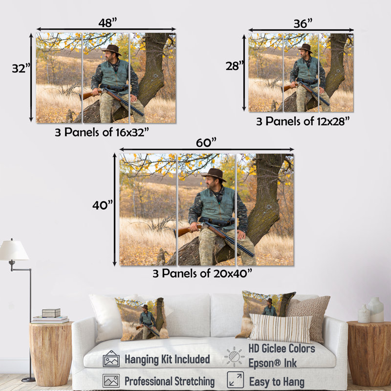 «Hunter S Pursuit - Chasse et pêche», ensemble d'art mural, H 28 po x l 36 po