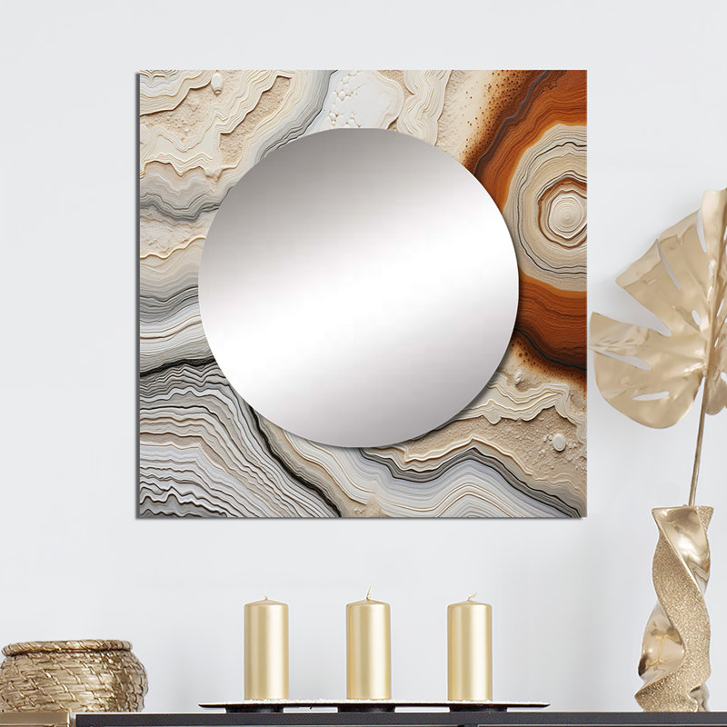 Lanndon - Miroir géode en pierre pour décoration murale, 23 po x 23 po