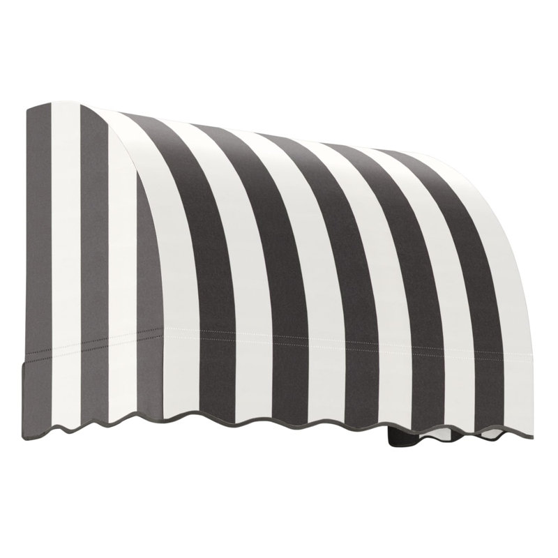 Awntech Savannah Acrylic Fabric Fixed Awning, 31" H x 52.5" W x 24" D, Black/White Stripe