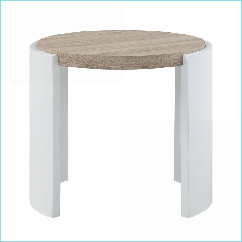 Chêne & amp; Table basse blanche haute brillance pour le salon, bois composite durable, capacité de poids de 40 lb
