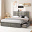 Rustic Storage Bed Frame with LED Lighting and Noise-Free Metal Support-862704634