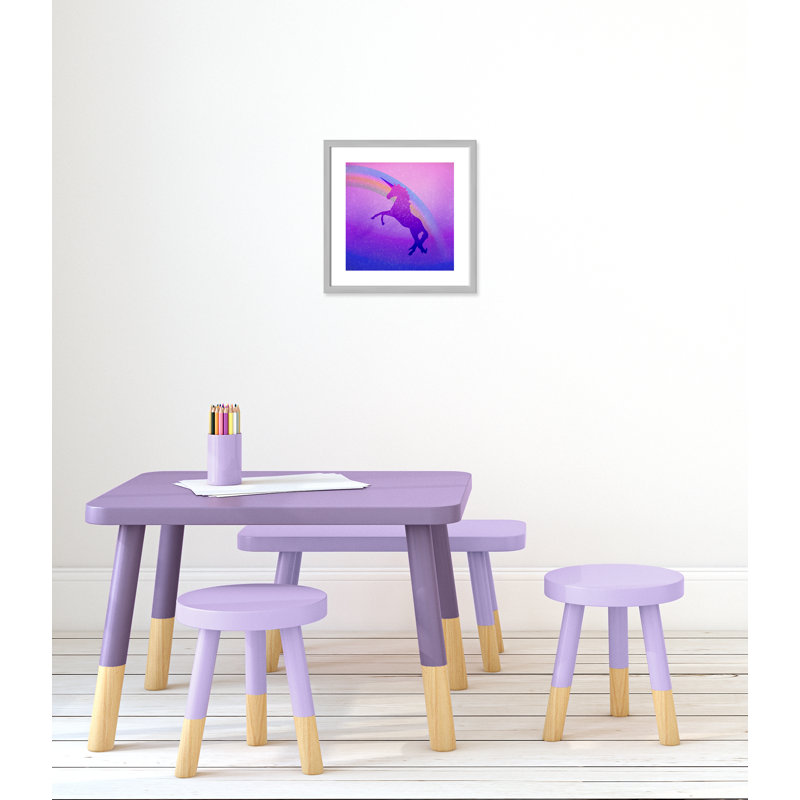 « licorne 2 », art encadré, H 17 po x l 17 po x P 1,19 po, Encadré de boîte argent