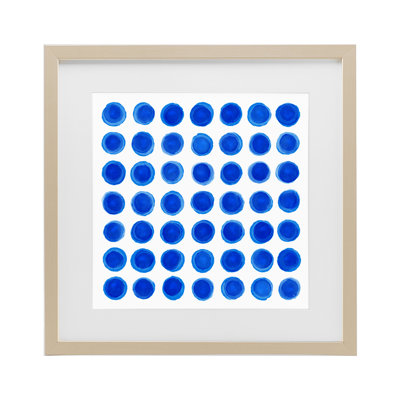 Motif à pois bleus, reproduction sous verre encadrée, design par Martina Pavlova