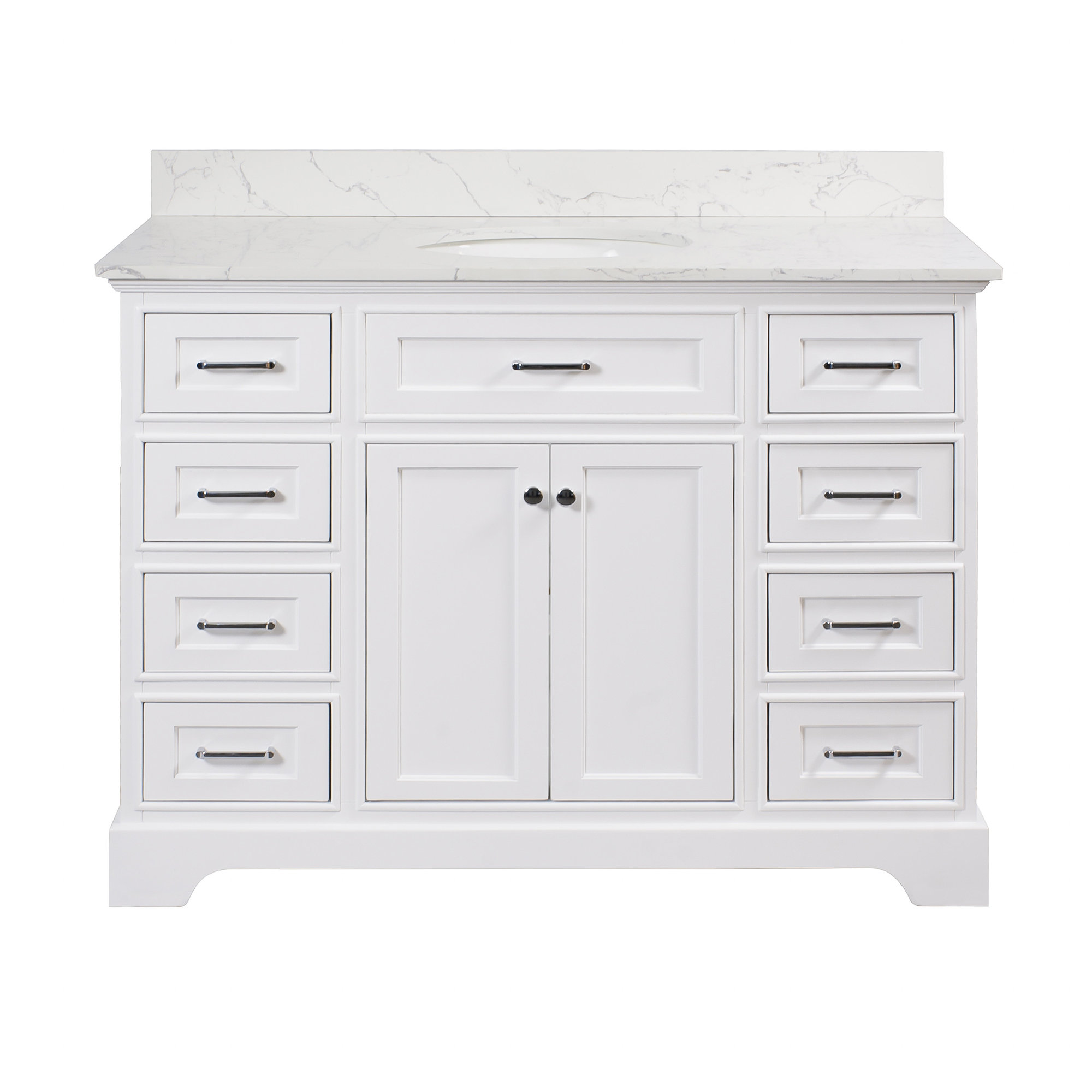 Ronnie 48'' Single Bathroom Vanity, White, Engineered Marble