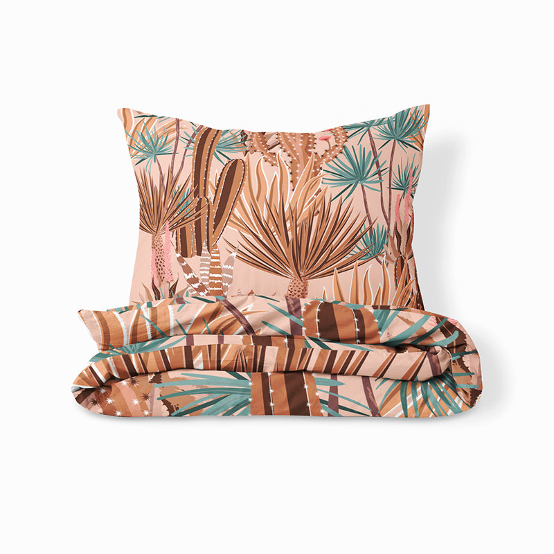 Ensemble de housse de couette et insert 5 pièces en microfibre multicolore, Housse de couette simple + 2 taies d'oreiller