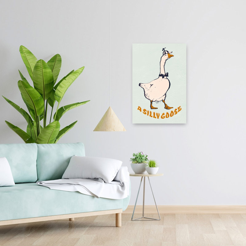 «A Silly Goose», art mural rétro nature fantaisiste, oie, H 24 po x l 16 po
