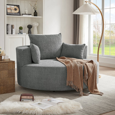 Fauteuil d'appoint en chenille pivotant à 360 ° Chunni avec coussins amovibles