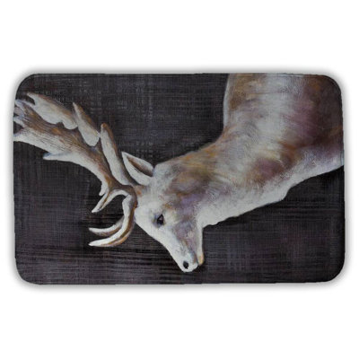Deer profile view in the dark Bath Mat with Non-Slip Backing - Quick Dry Memory Foam Bathroom Rug - Absorbent - Modern Plush Spa-Style - Machine Washable