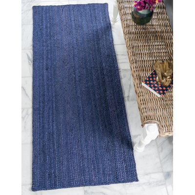 Tapis bleu marine tressé à la main Catriona