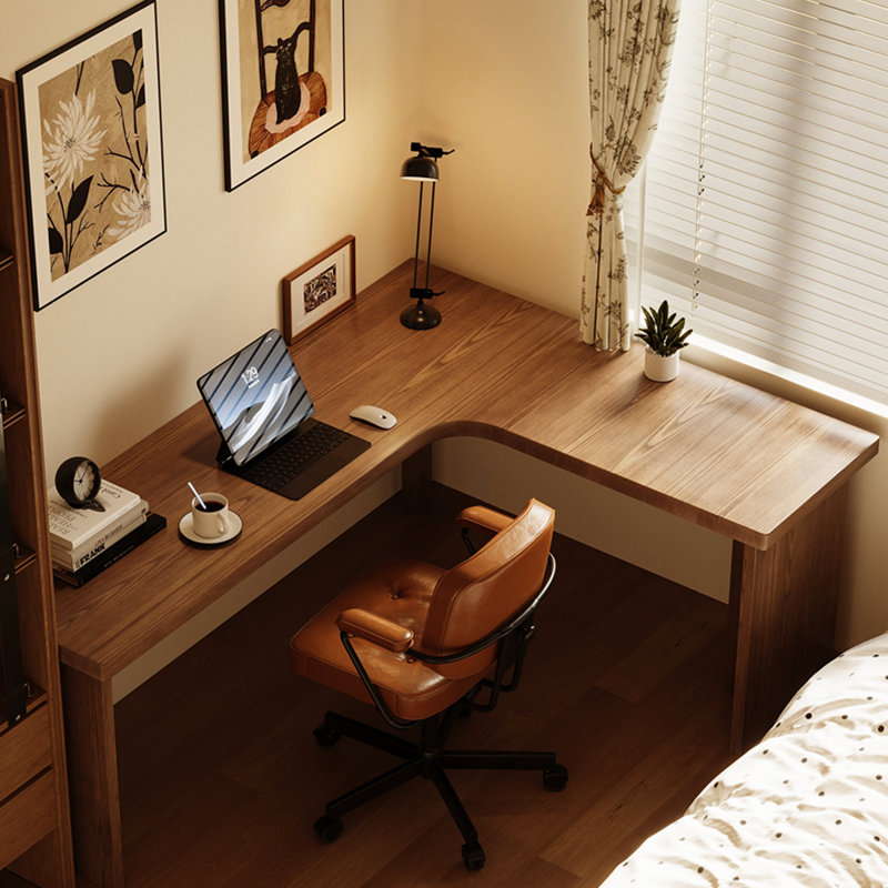 Bureau simple en bois massif en forme de L Simple, H 29,53 po x l 70,87 po x P 47,24 po
