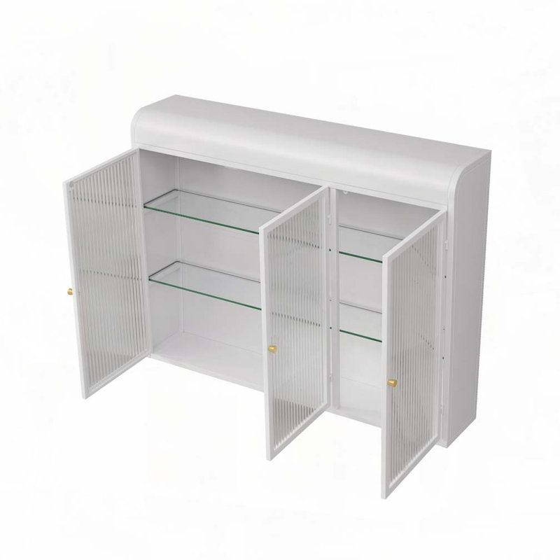 Buffet 3 portes en verre, Blanc