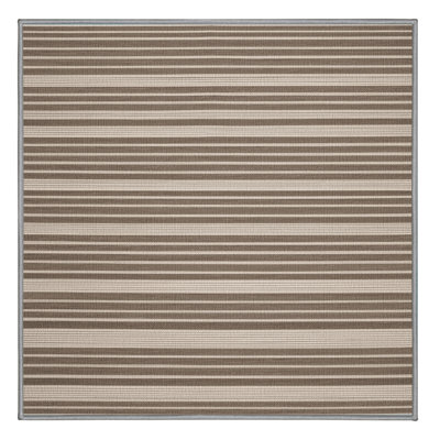  Tapis taupe lavable à rayures blanches