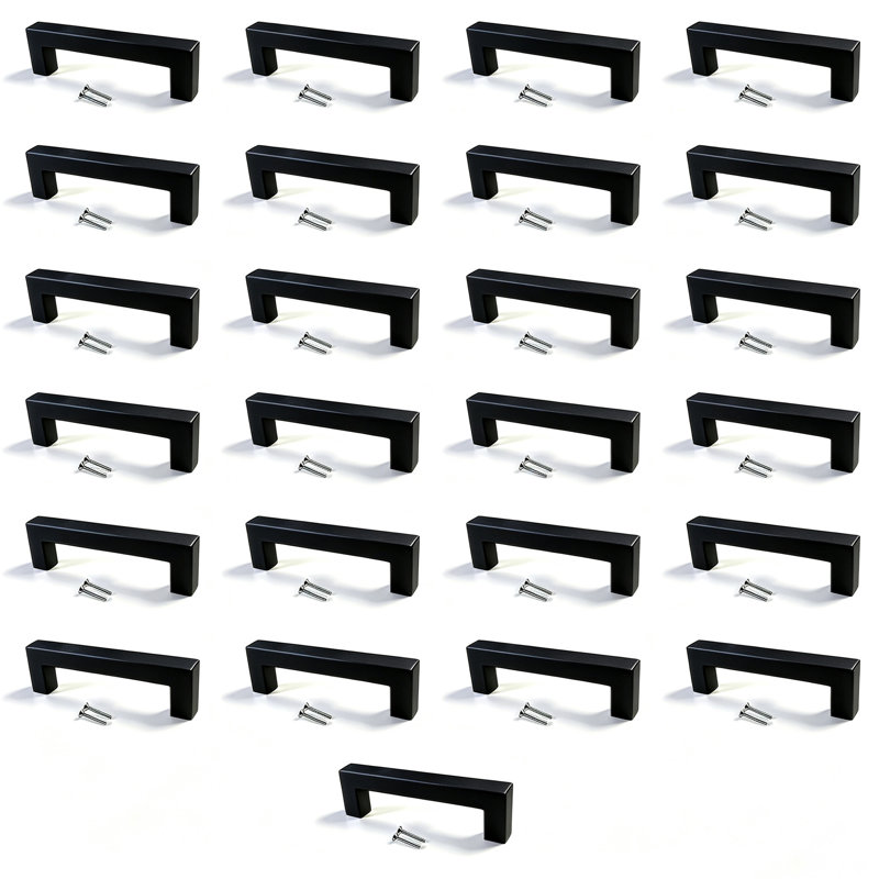 Paquet de 10 poignées d'armoire rondes en acier inoxydable noir mat moderne, poignées de bar, poignées de tiroir et poignées de modèle CPMBXMO0002 Distance entre les trous: 3 3/4 po