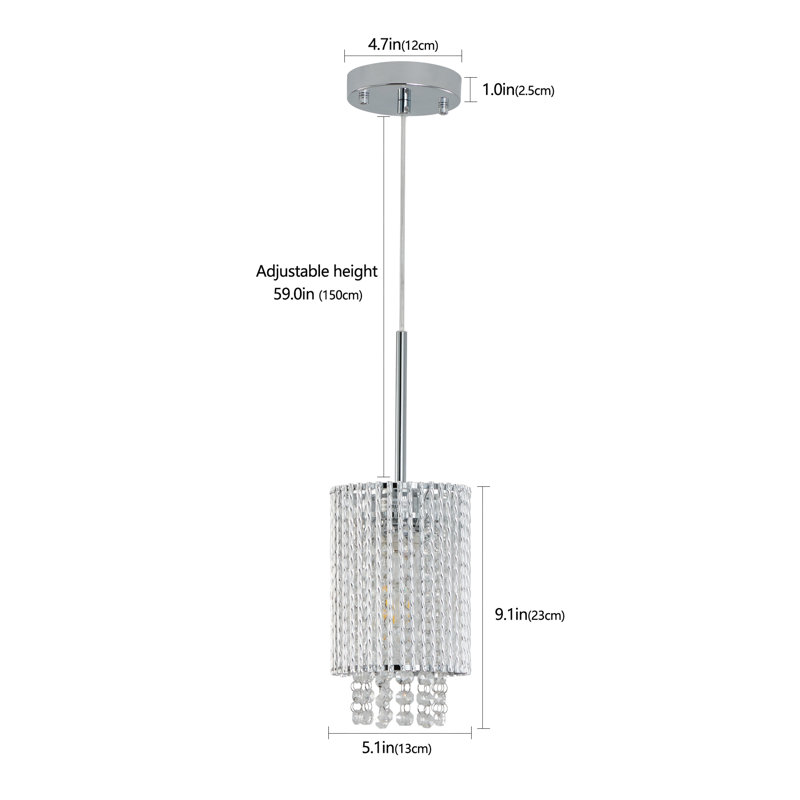 3 Light Modern Crystal Pendant Light in Chrome