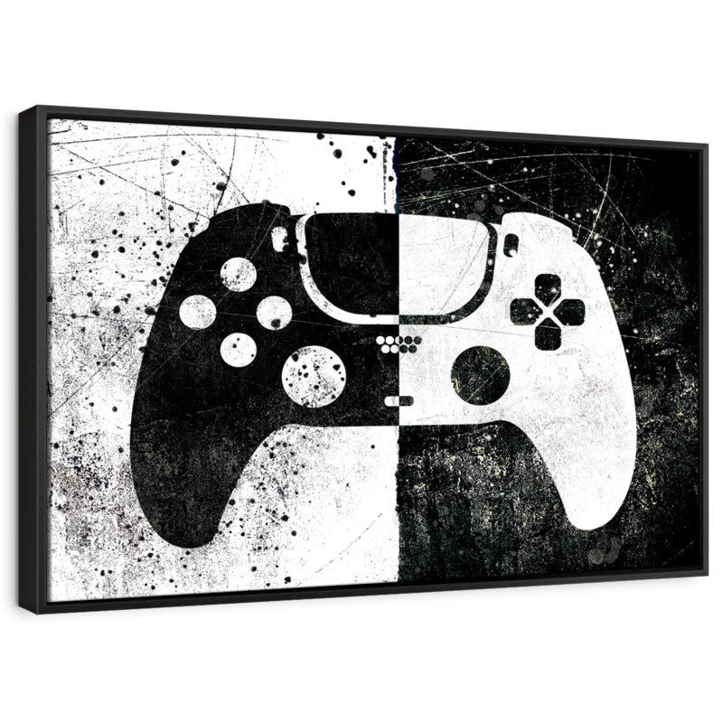 Impression sur toile de contrôleur de jeu grunge, H 29 po x l 43 po