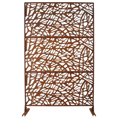 Outdoor & Indoor Privacy Screen Metal Privacy Screen 76" H×48" W, Freestanding Decorative Privacy Screen for Deck Balcony Patio, Privacy Fence Panels for Outside Lawn Garden PS102 RUSTY