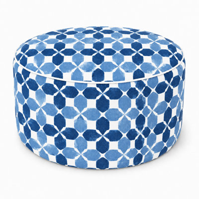 Repose-pieds d'extérieur gonflable avec repose-pieds de 21 po x 21 po x 9 po avec repose-pieds, pouf portatif pour patio, jardin, camping et intérieur - Bleu mosaïque côtière