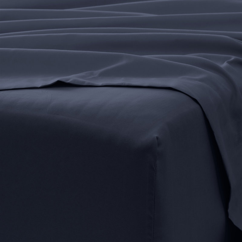 Sateen Double Brushed Microfiber Sheet Set, Midnight Blue, Queen Sheet Set + Fitted Sheet + 2 Pillowcases