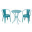 Ensemble de jardin 3 pièces en métal thermolaqué turquoise - Table et chaises en fer thermolaqué pour vos loisirs à l'extérieur dans votre jardin