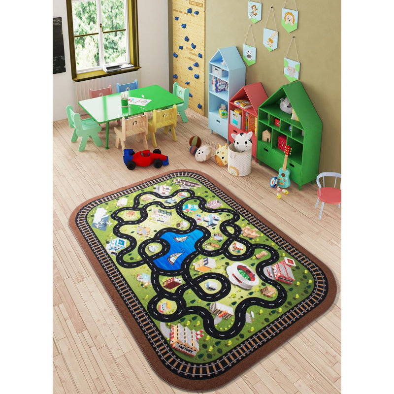 Tapis brun / vert / noir Asgard, Rectangle 3 pi 3 po x 4 pi 11 po