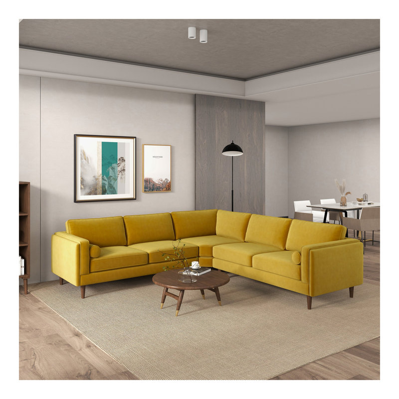 Amber Burnt Corner Sectional Sofa, Yellow