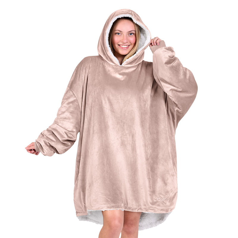Couverture en sherpa à capuche portable, Rosé, Adulte