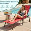 Chaise longue d'extérieur pliante portative inclinable avec 5 positions et coussin pour la pelouse, la plage-1144112607