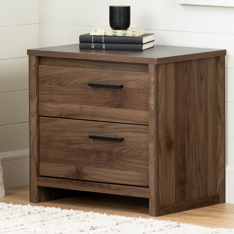 Lensky 2 Drawer Nightstand, Natural Walnut