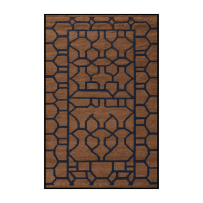 Machine Washable Trellis Brown Area Rug
