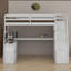 Lit mezzanine avec tiroirs, tablettes et bureau-533207087