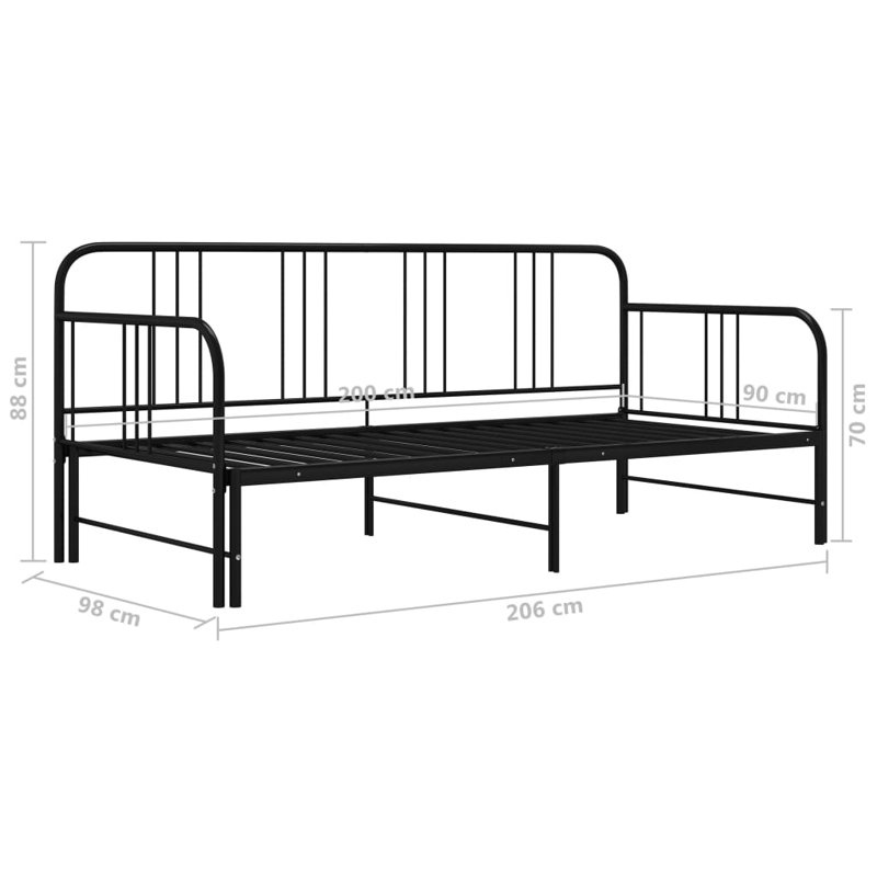 Structure de canapé en métal thermolaqué vidaXL 79 po x 35,4 po, Noir