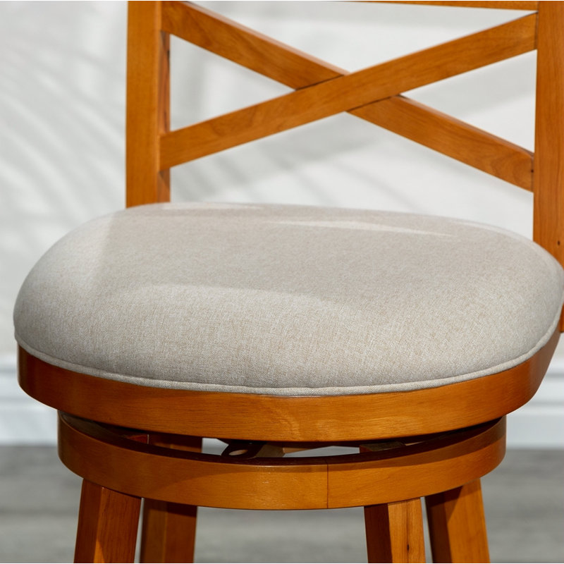 Tabouret pivotant à dossier en X de 30 po de hauteur, siège en tissu, Beige