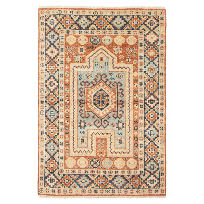 Tapis bleu unique 5 pi 4 po x 7 pi 10 po Jules Serapi