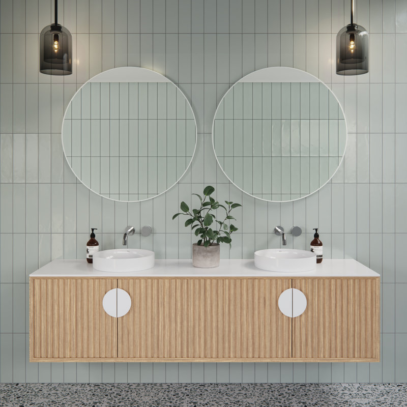 Leia Round Mirror, White, 32" x 32"