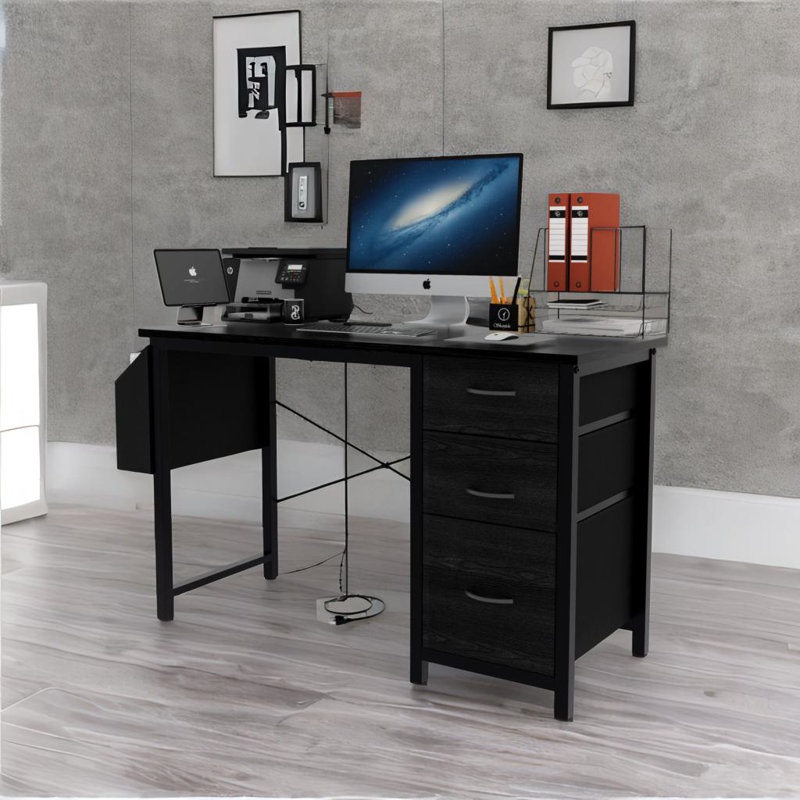 Bureau avec prise de courant, Noir, noir, noir, noir, Noir, noir, noir, noir