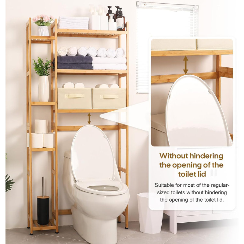 Natural Bamboo Over-the-Toilet Storage with Adjustable Shelves