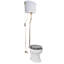 Toilette victorienne à chaîne à réservoir haut de style victorien - cuvette ronde de style antique, chasse d'eau par gravité de 1,6 GPF, réservoir mural avec tuyau en laiton (siège non inclus)-88750167