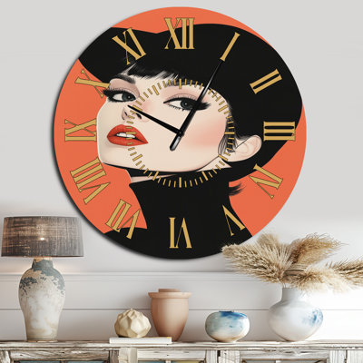 Horloge murale en métal à la mode et rétro couleur orange rétro