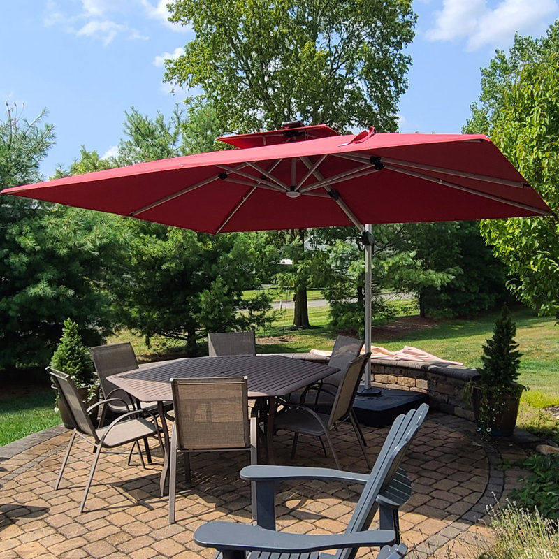 Parasol lumineux rectangulaire en porte-à-faux double 9 pi x 12 pi, rouge, Terra