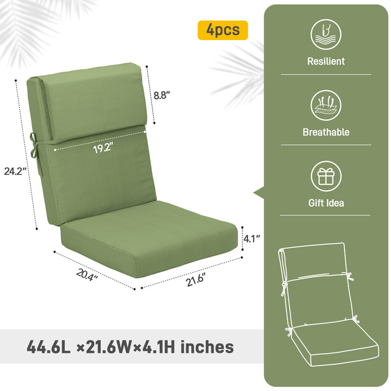 Coussin de siège / dossier extérieur 4 "Lucy, Vert