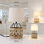 Lampe de table Boho avec base en cage en rotin et abat-jour en lin, lampe de chevet pour table de chevet de chambre à coucher ou décor de salon, douille E26 (ampoule non incluse)